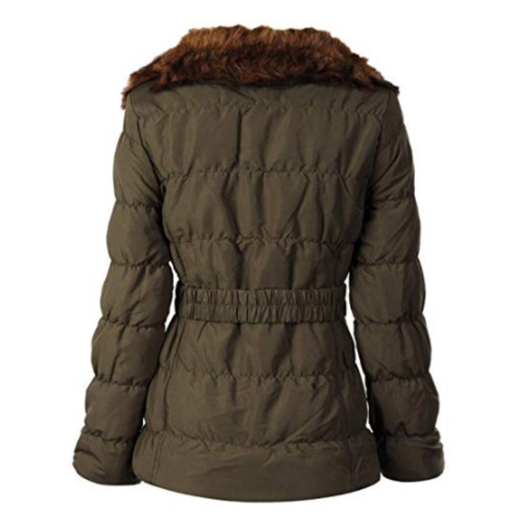 Womens Fur Collar Coat - Picture 2 of 4